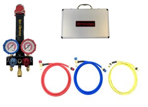 サイトグラス付ミニマニホールドセット<br>ECOバルブロータリーホースセットneo <br>ロングタイプ<br>SGM-neo-L<br>￥55,500(税抜)